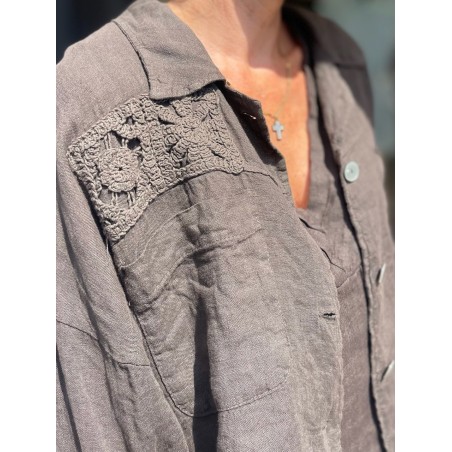 Veste en lin broderie
