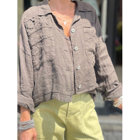 Veste en lin broderie