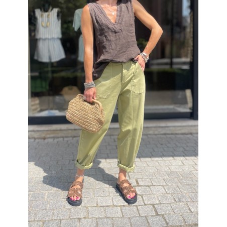 Pantalon barrel en toile