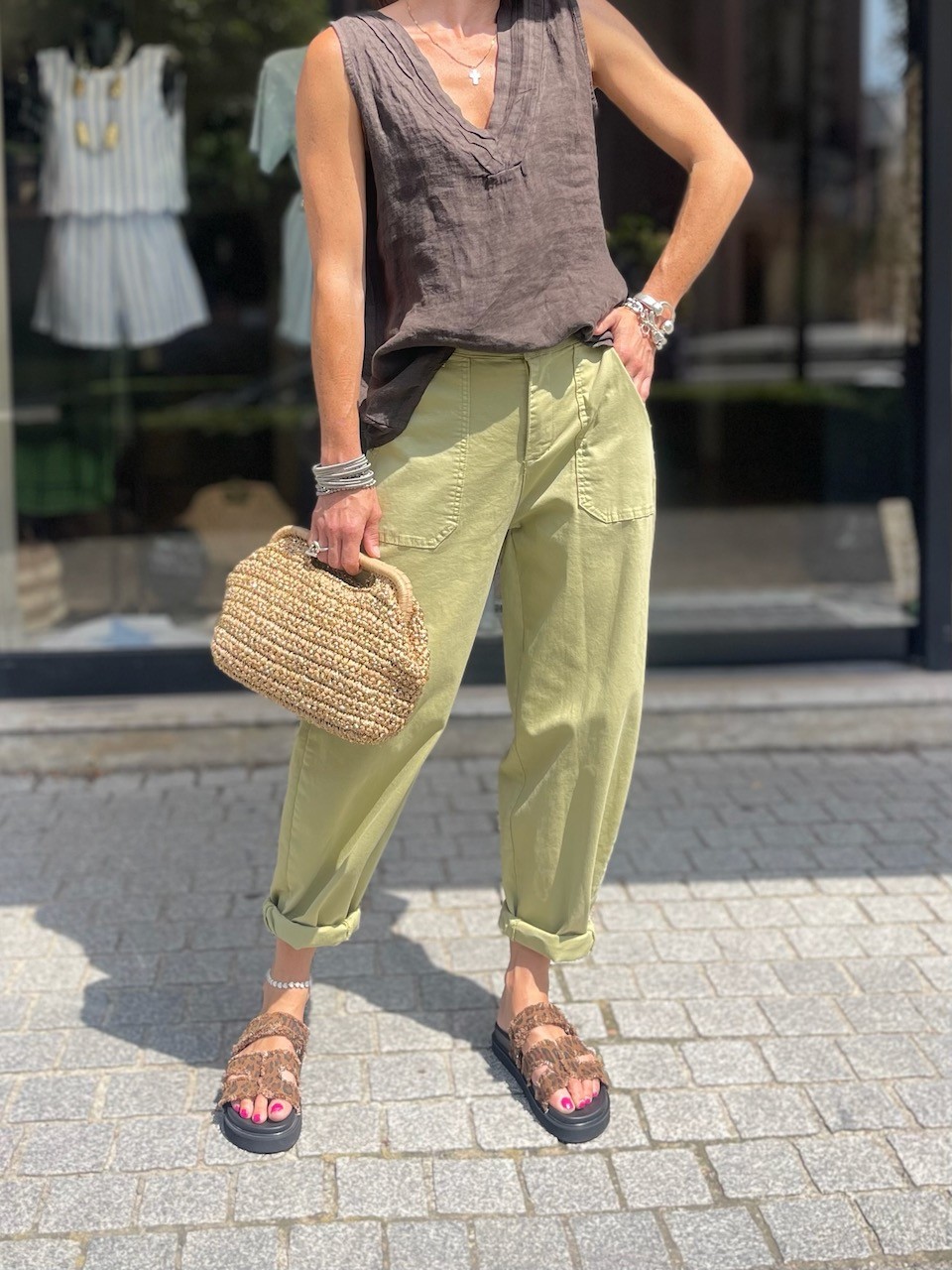 Pantalon barrel en toile