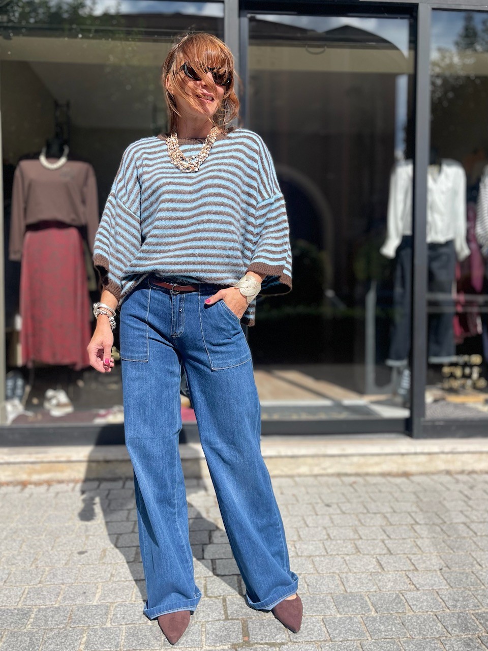 Pull Marin Bleu et choco