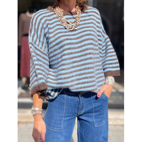Pull Marin Bleu et choco