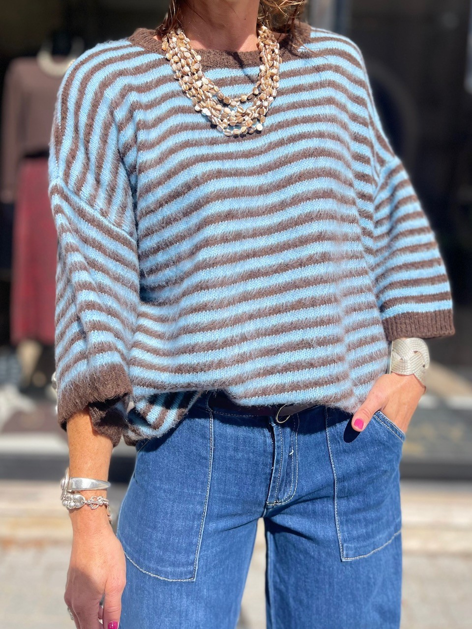 Pull Marin Bleu et choco