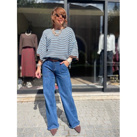Jean flare poches plaquées