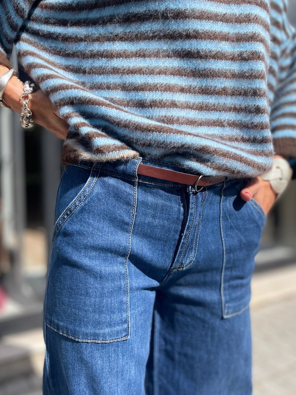 Jean flare poches plaquées