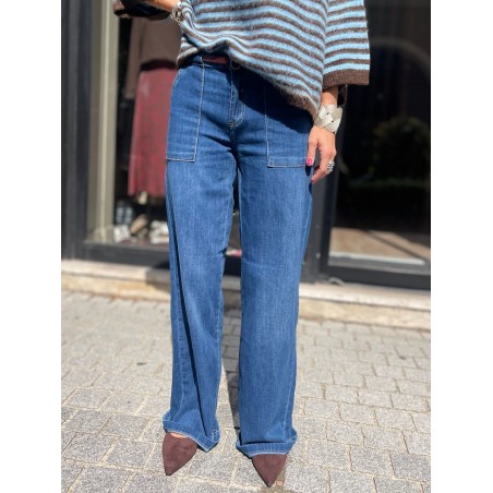 Jean flare poches plaquées