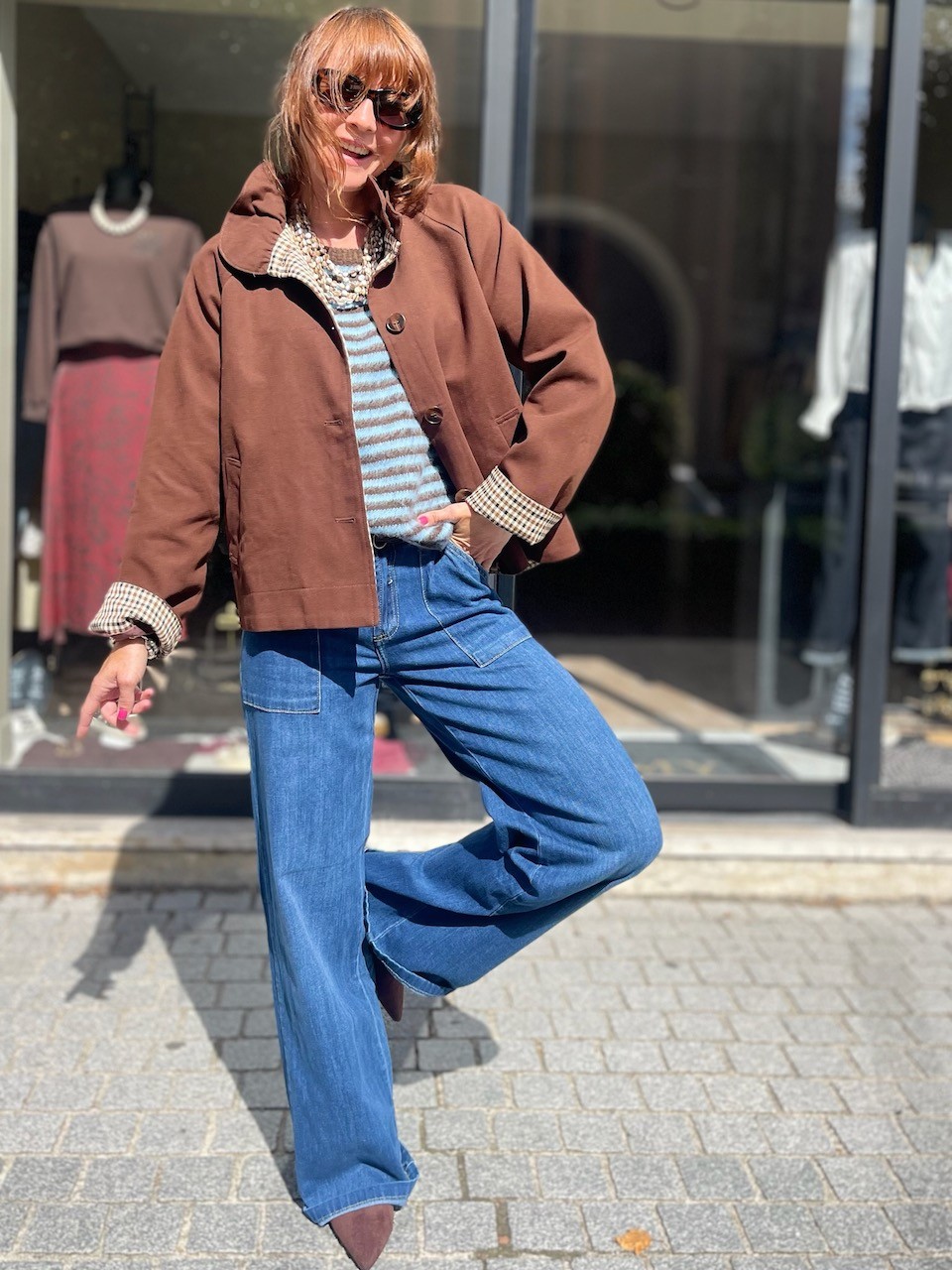 Jean flare poches plaquées