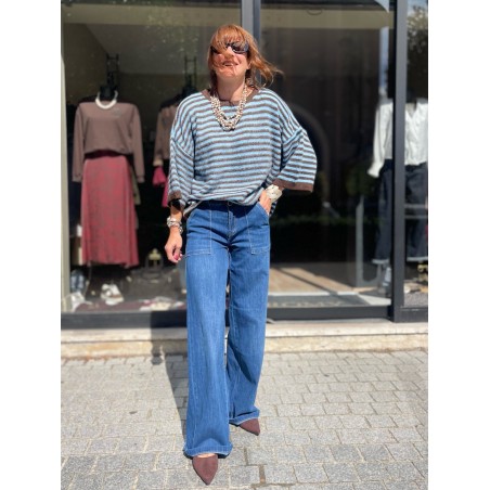 Jean flare poches plaquées