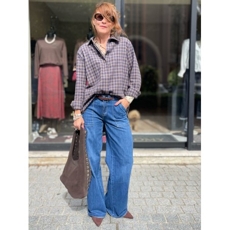 Chemise carreaux bleu et choco