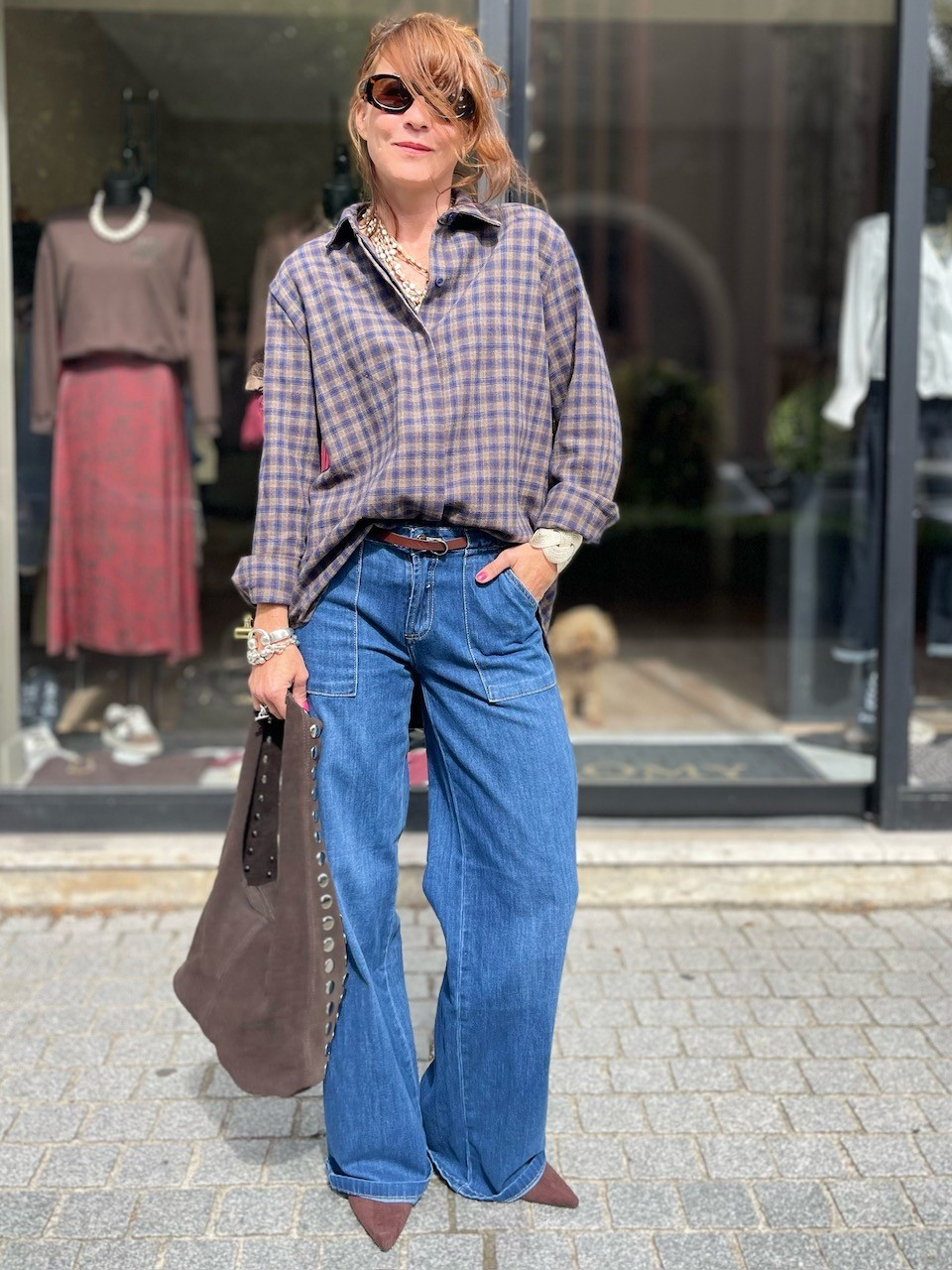 Chemise carreaux bleu et choco