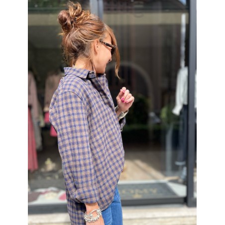 Chemise carreaux bleu et choco