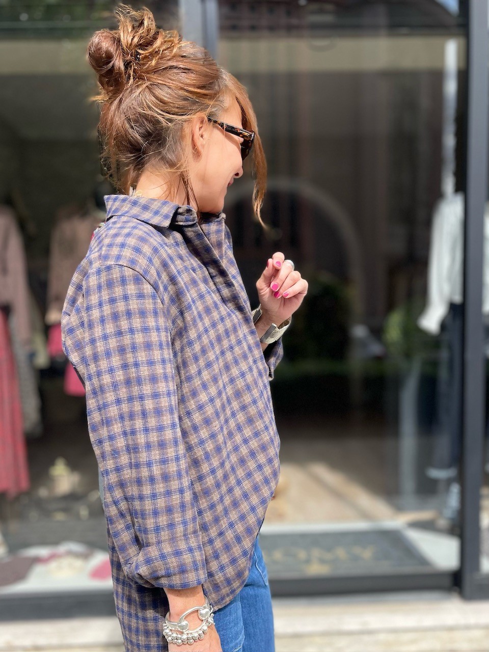 Chemise carreaux bleu et choco