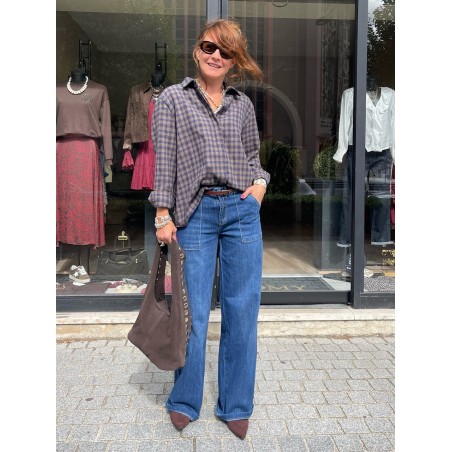 Chemise carreaux bleu et choco