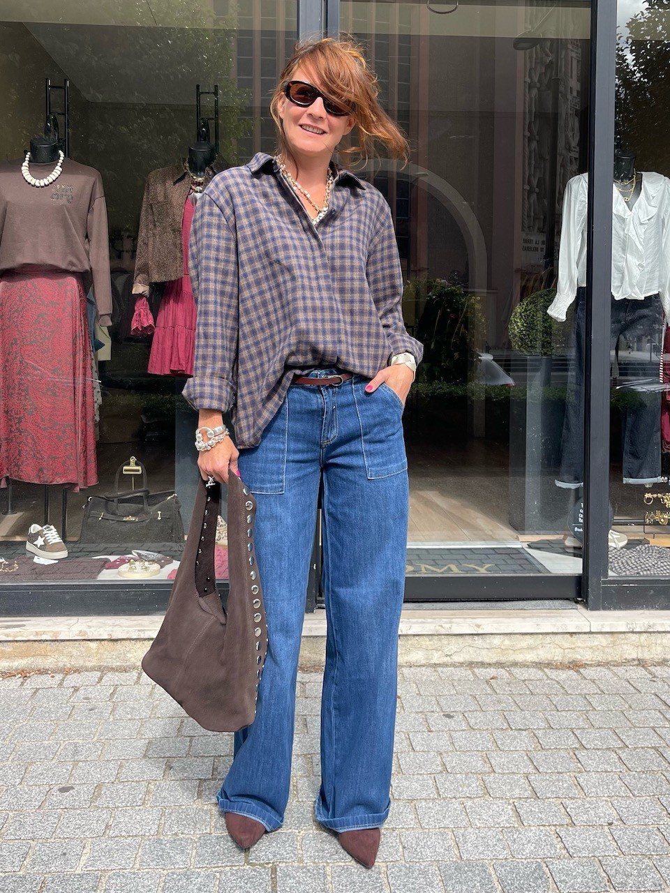 Chemise carreaux bleu et choco