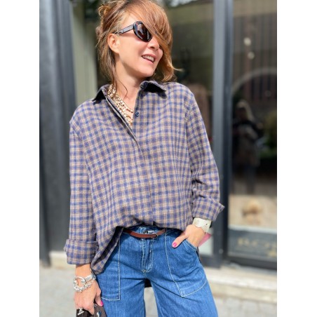 Chemise carreaux bleu et choco