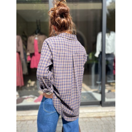 Chemise carreaux bleu et choco