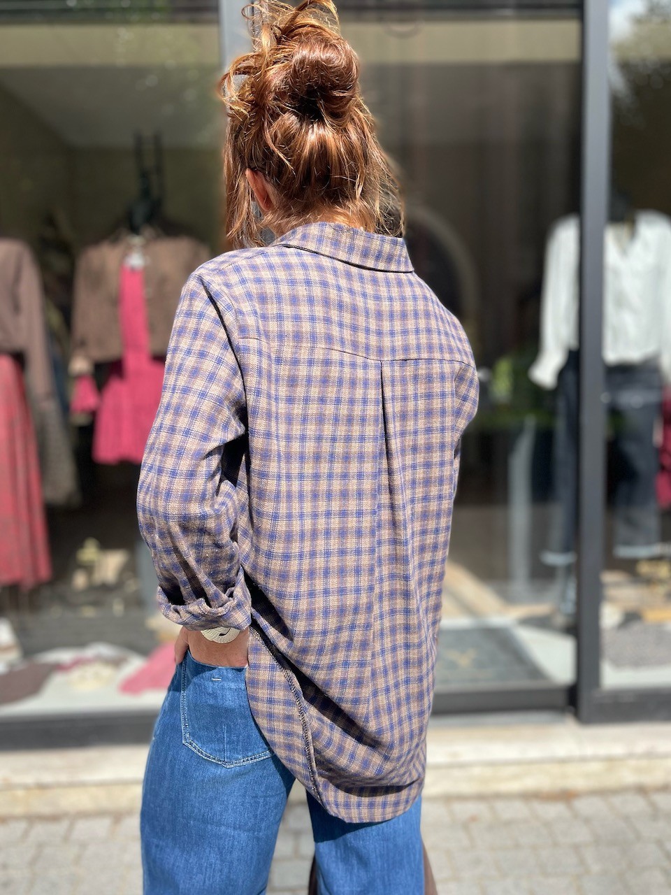 Chemise carreaux bleu et choco