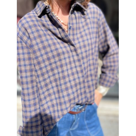 Chemise carreaux bleu et choco