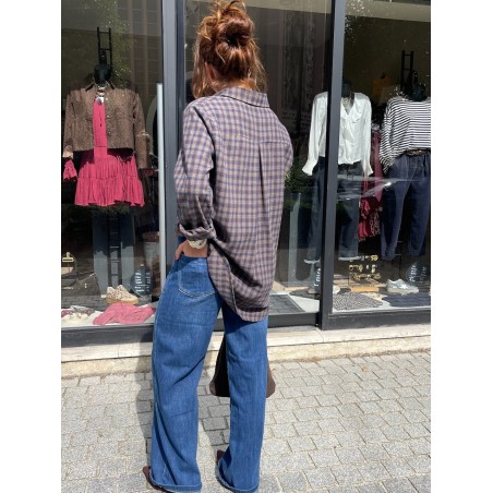 Chemise carreaux bleu et choco