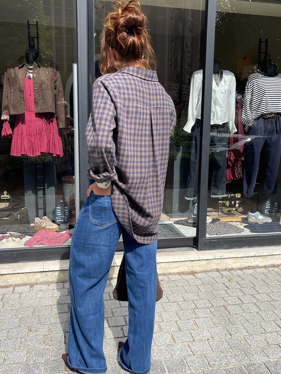 Chemise carreaux bleu et choco