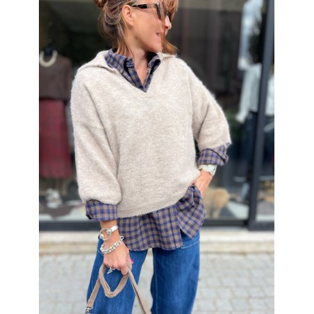 Chemise carreaux bleu et choco