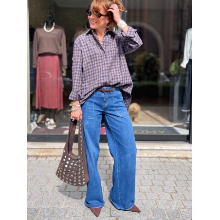 Chemise carreaux bleu et choco