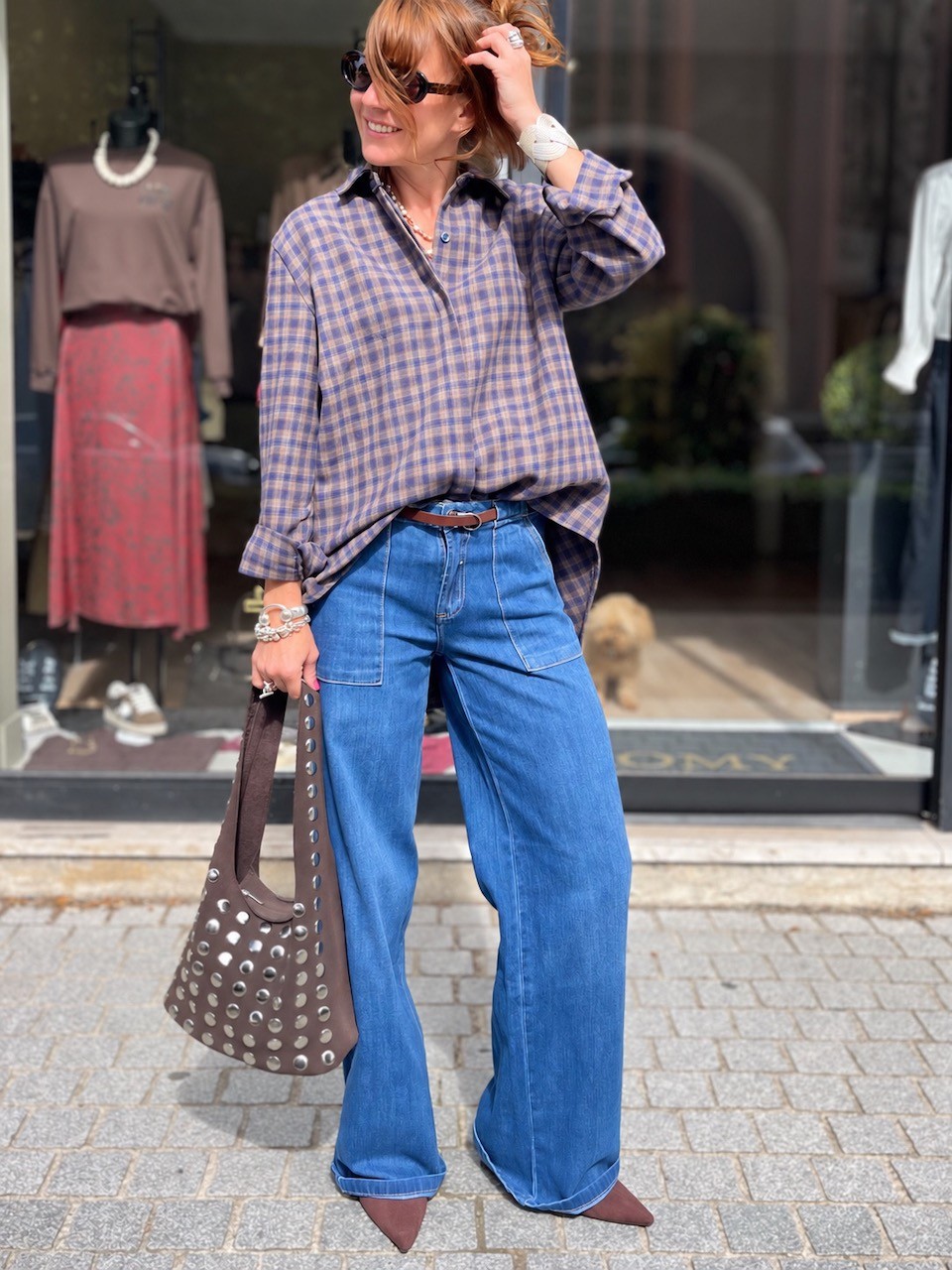 Chemise carreaux bleu et choco