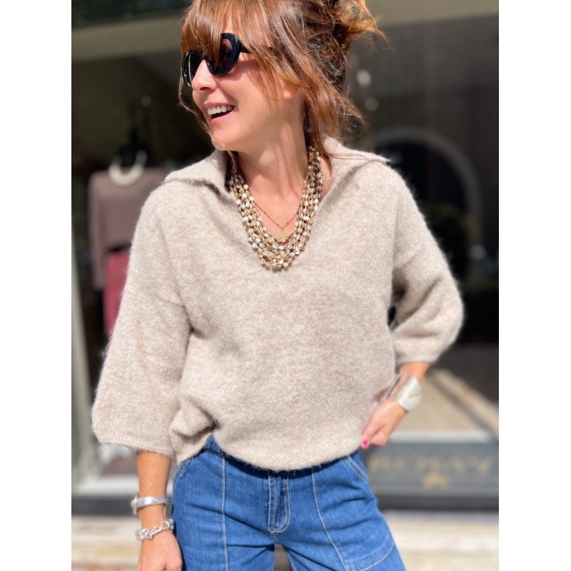 Pull col chemise