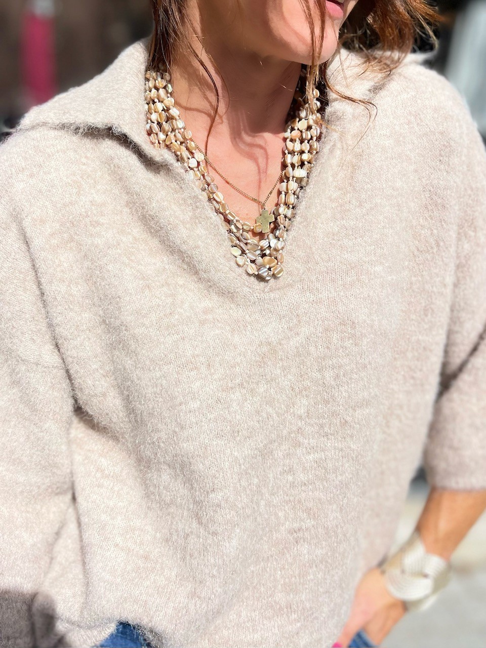 Pull col chemise