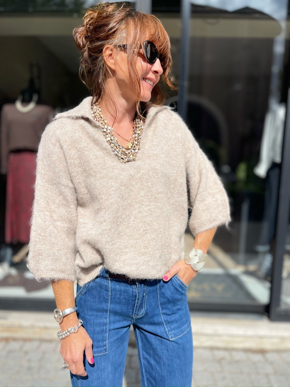 Pull col chemise
