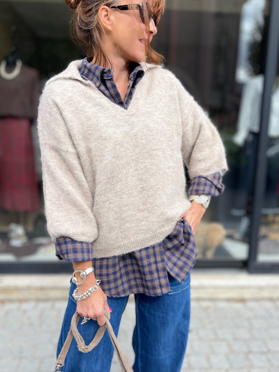 Pull col chemise