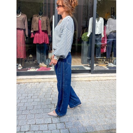 Pull Marin bleu et écru