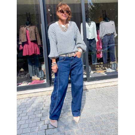 Pull Marin bleu et écru