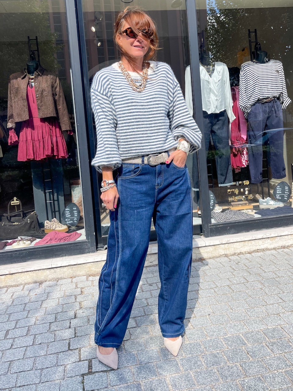 Pull Marin bleu et écru