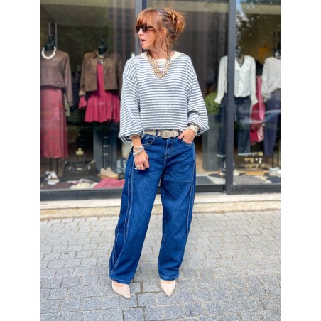 Pull Marin bleu et écru