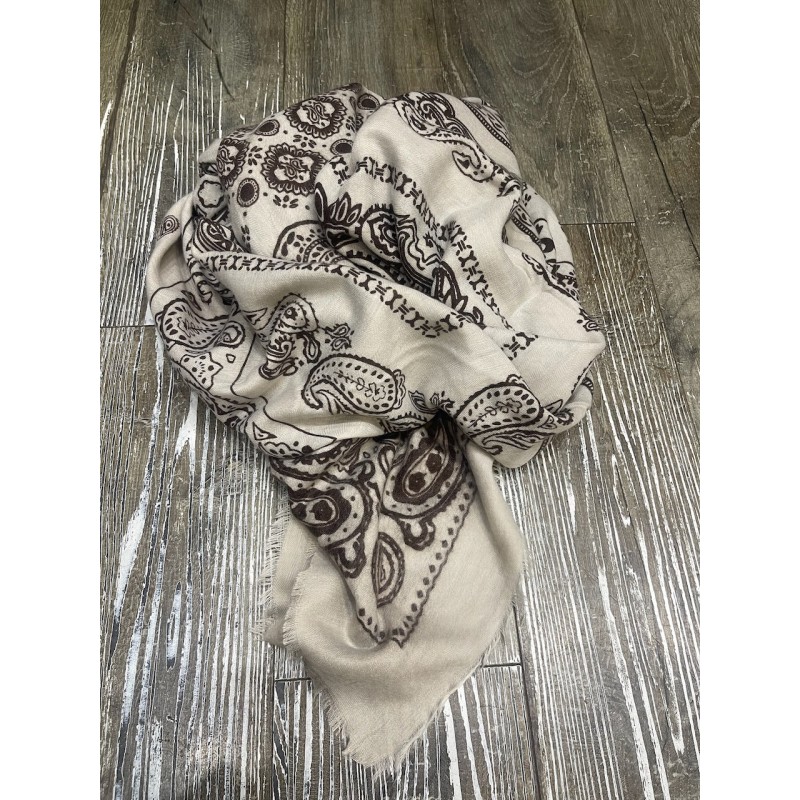 Foulard carré ecru