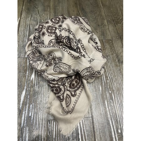 Foulard carré ecru
