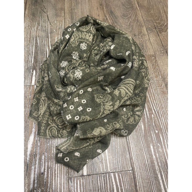 Foulard rectangle kaki