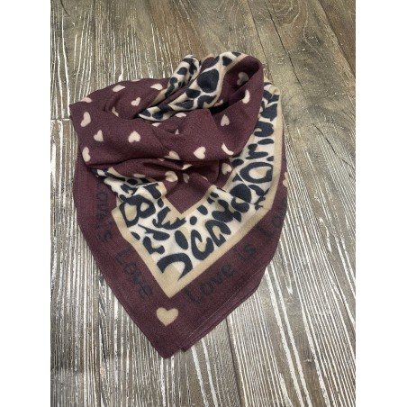 Foulard Carré Love bordeaux