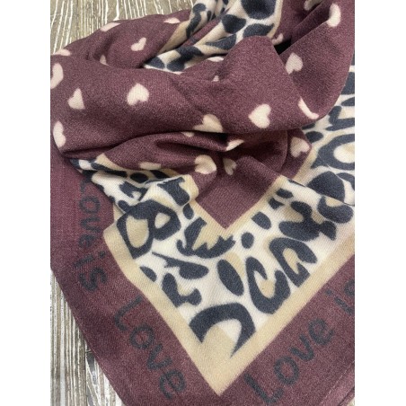 Foulard Carré Love bordeaux