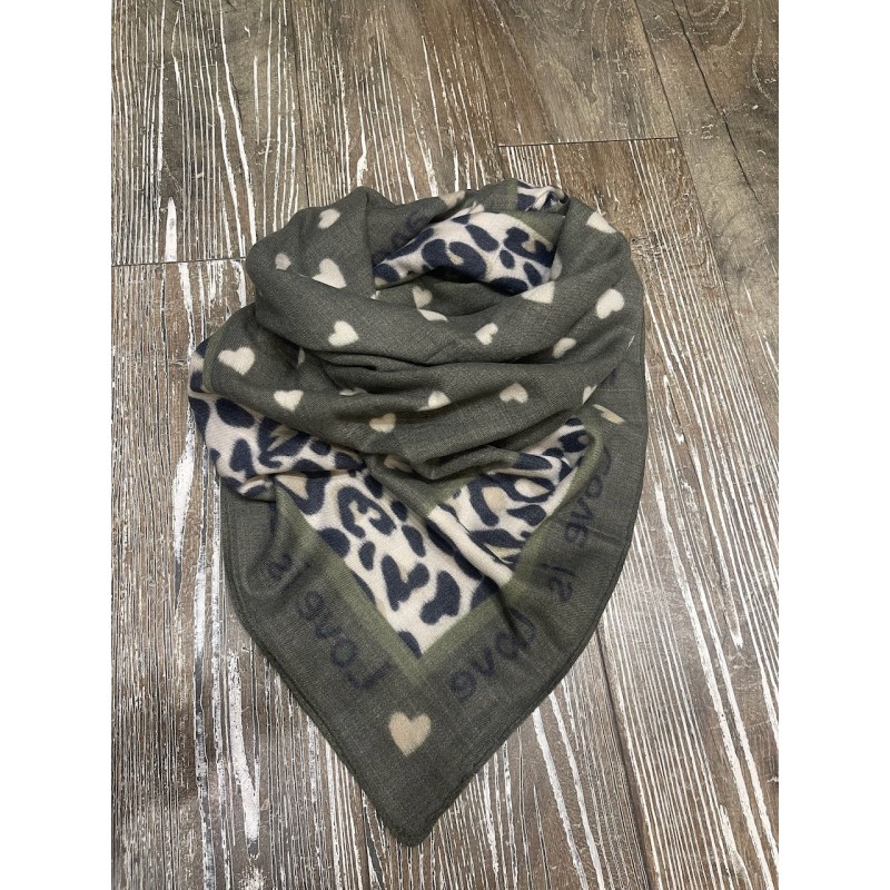 Foulard Carré Love kaki