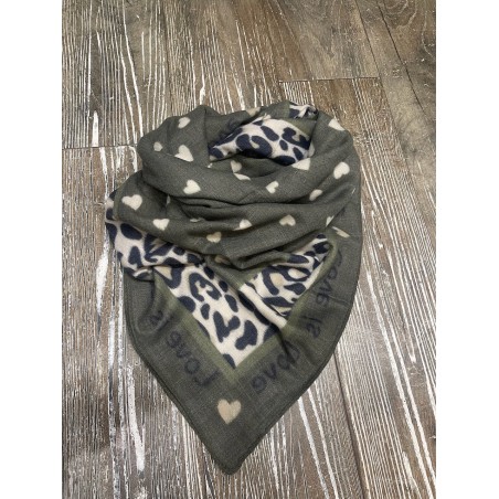 Foulard Carré Love kaki