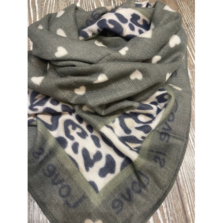Foulard Carré Love kaki