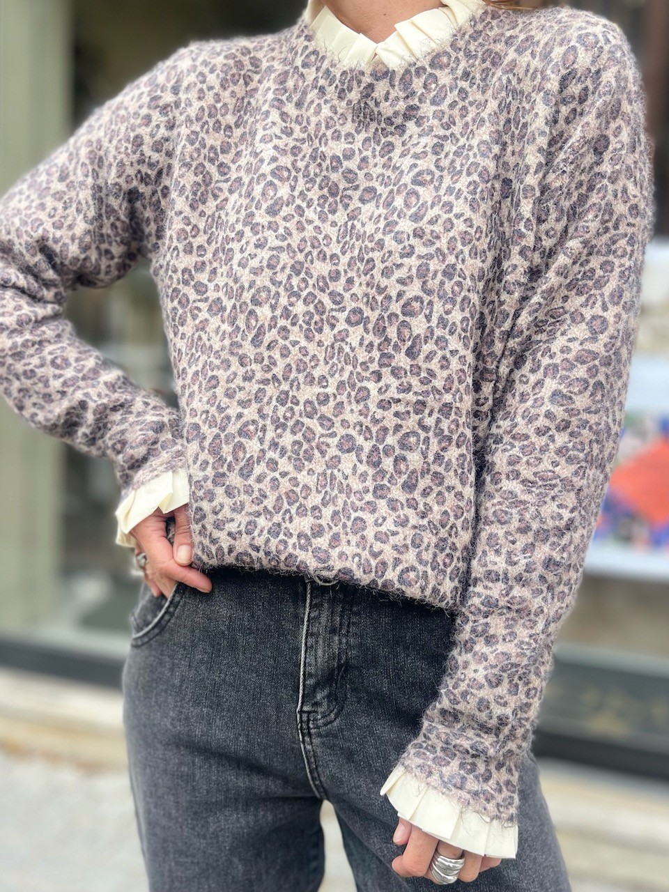 Pull Léo col plissé