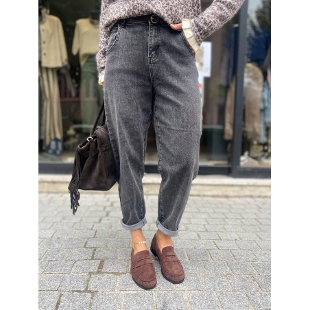 Jean mom Gris délavé
