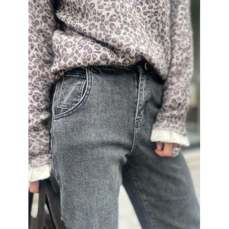 Jean mom Gris délavé