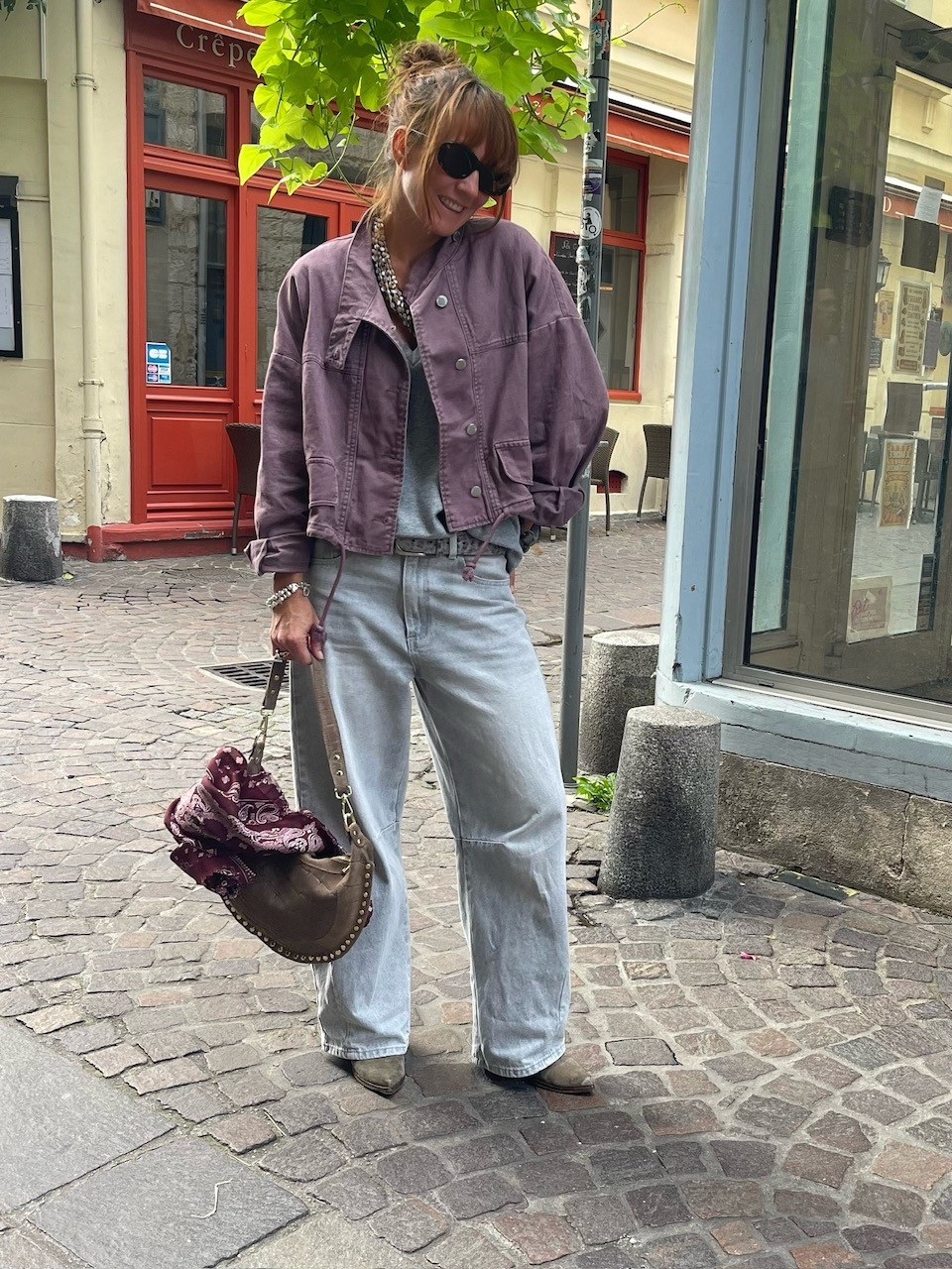 Veste en jean Lie de vin
