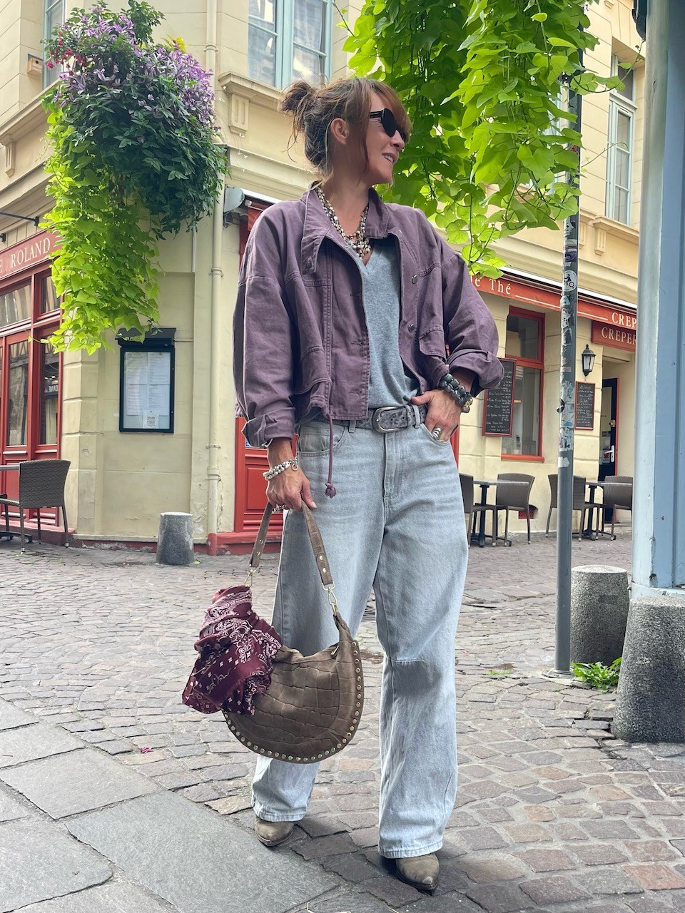 Veste en jean Lie de vin