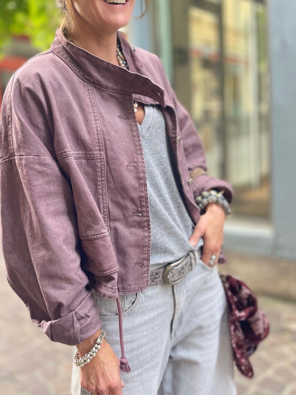Veste en jean Lie de vin