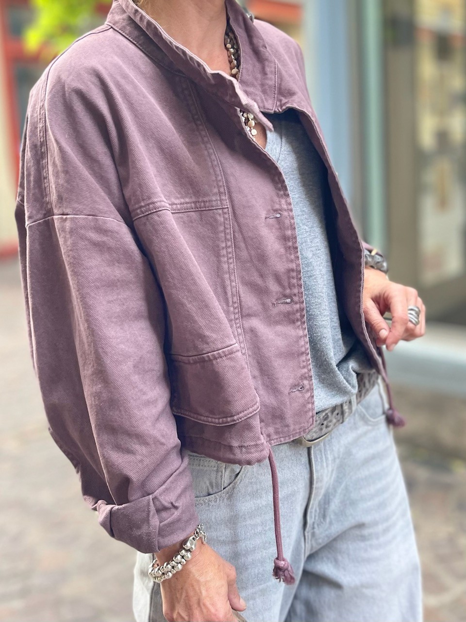 Veste en jean Lie de vin